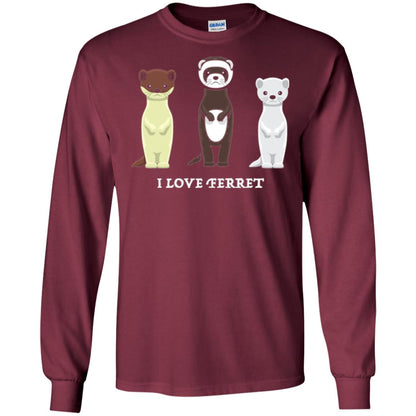 Ferret T-shirt I Love Ferret Maroon