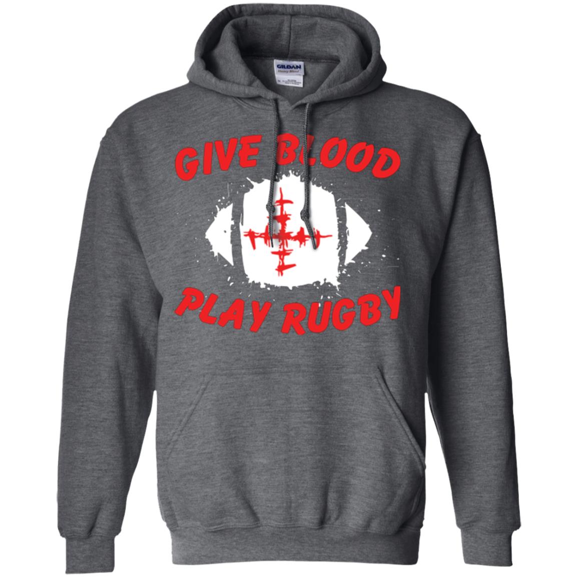 Football Lover T-shirt Give Blood Play Rugby Dark Heather