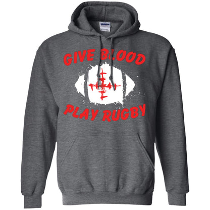 Football Lover T-shirt Give Blood Play Rugby Dark Heather