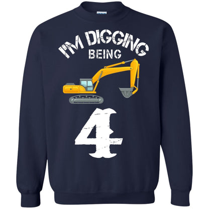 4th Birthday T-shirt I_m Digging Being 4 Birthday Navy