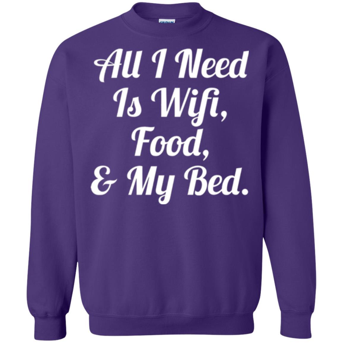All I Need Is Wifi Food My Bed T-shirt Purple