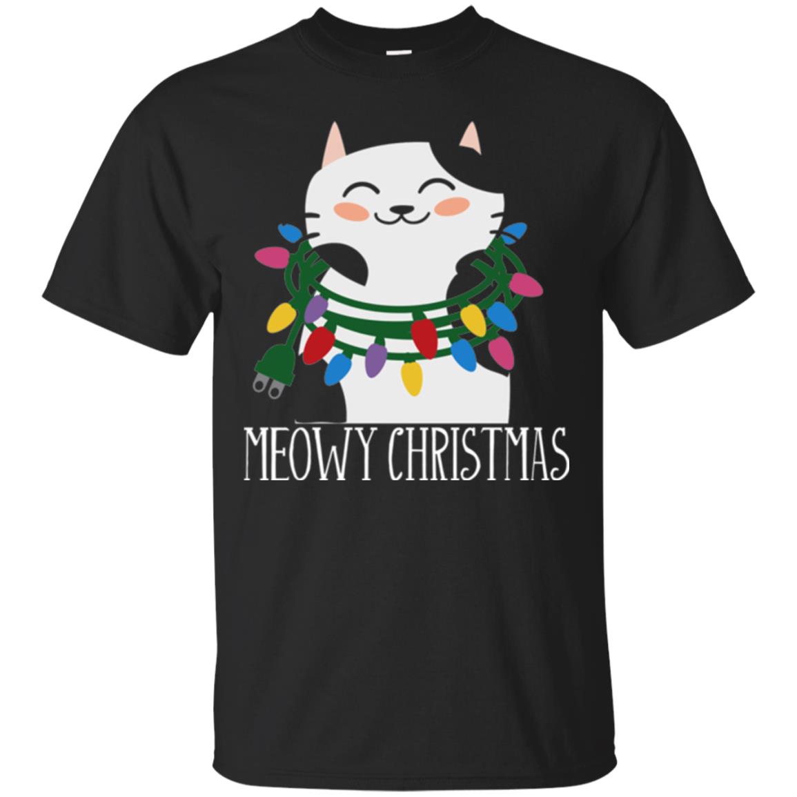 Meowy Christmas Holiday T-shirt Black