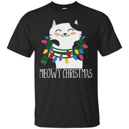 Meowy Christmas Holiday T-shirt Black