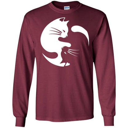 Ying Yang Cat T-shirt Maroon