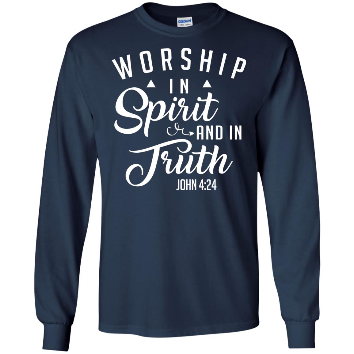 Christian T-shirt Worship In Spirit And In Truth Navy