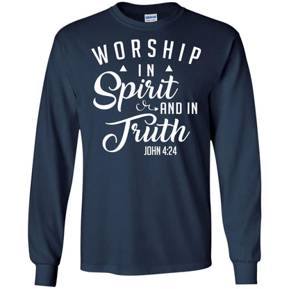 Christian T-shirt Worship In Spirit And In Truth Navy