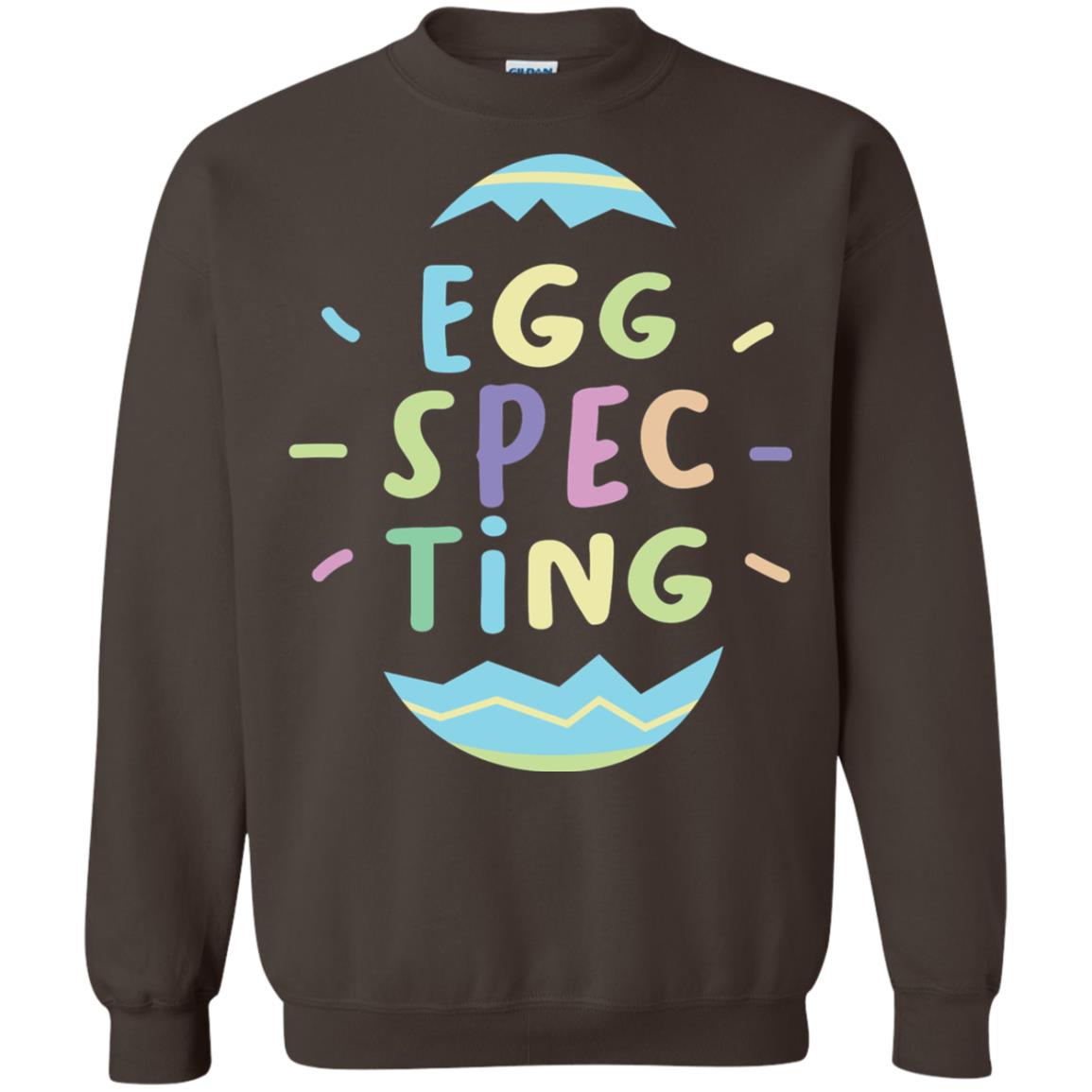 Eggspecting Funny Pregnancy Pregnant Easter Shirt Dark Chocolate