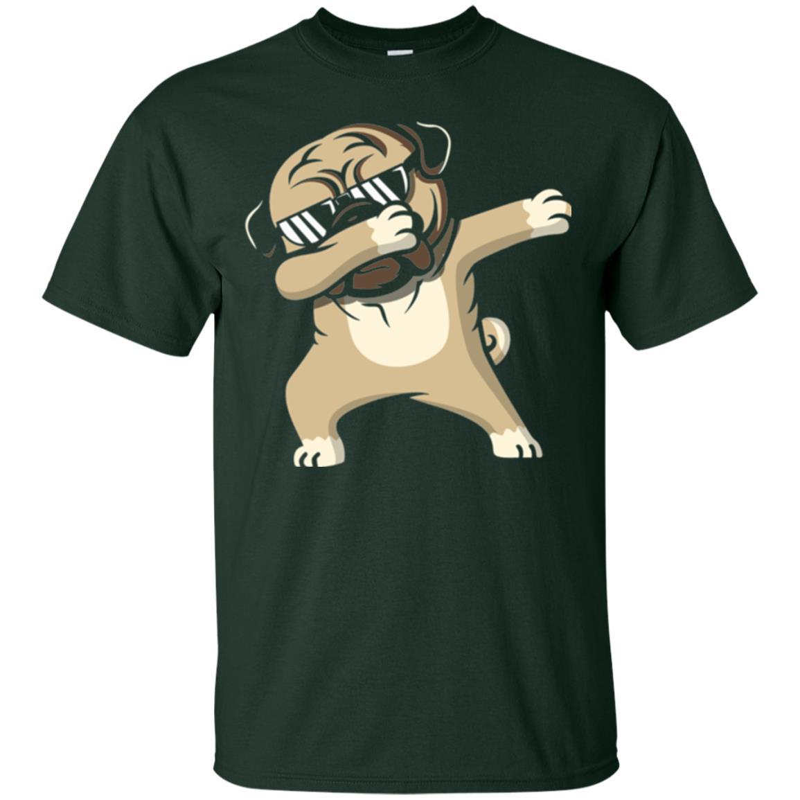 Dog Lover T-shirt Dabbing Pug T-shirt Forest Green
