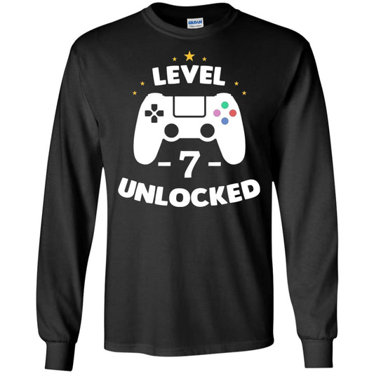 Level 7 Unlocked Gamer Seventh Birthday Party Shirt Black