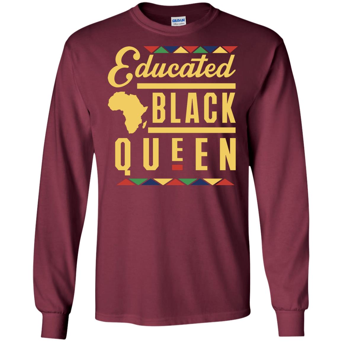African American T-shirt Educated Black Queen Maroon