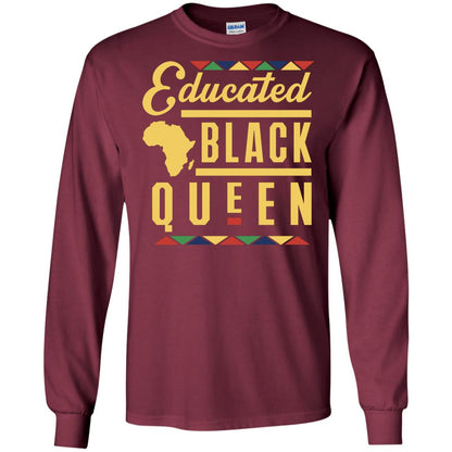 African American T-shirt Educated Black Queen Maroon