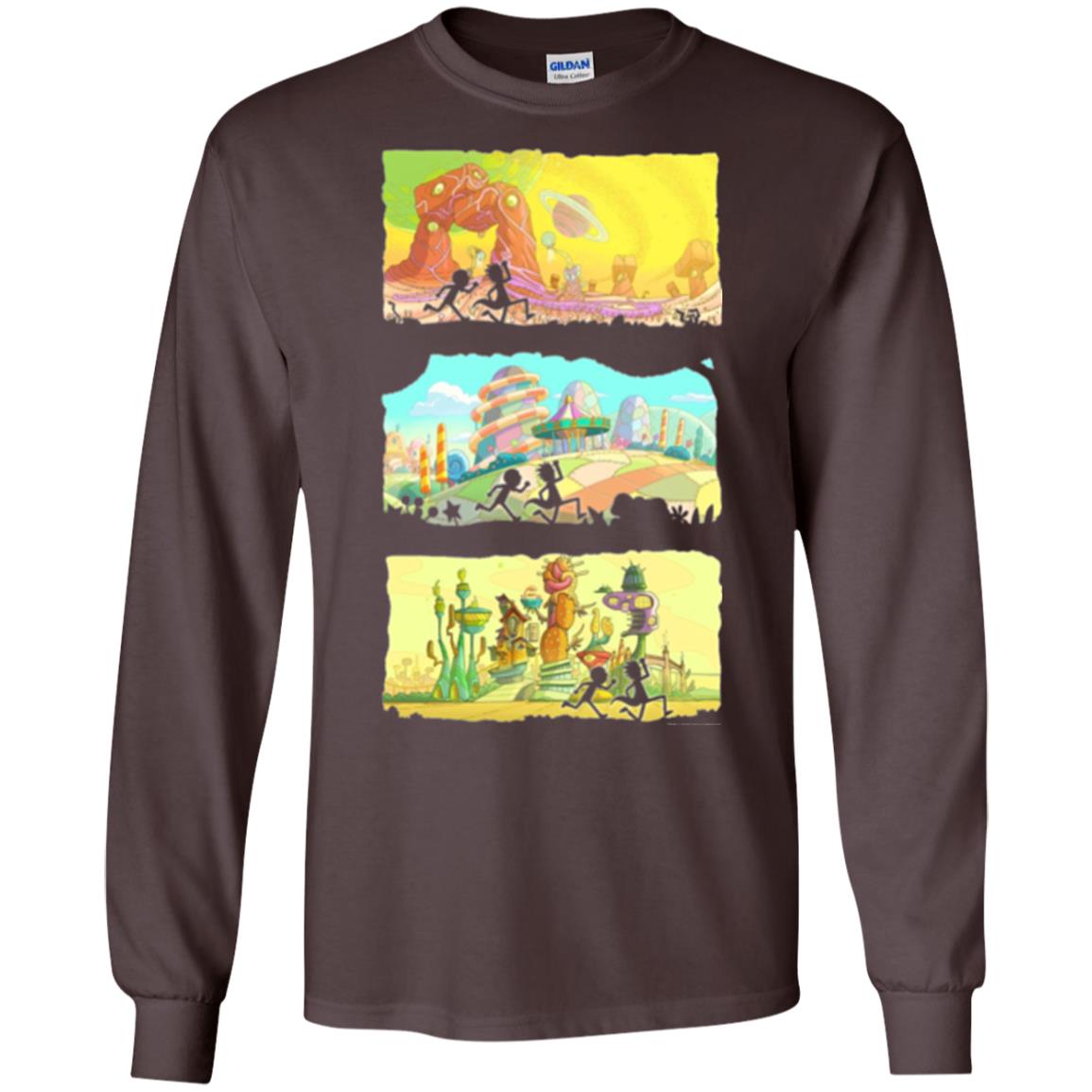 Movie T-shirt Running Silhouettes On Alien Land Dark Chocolate