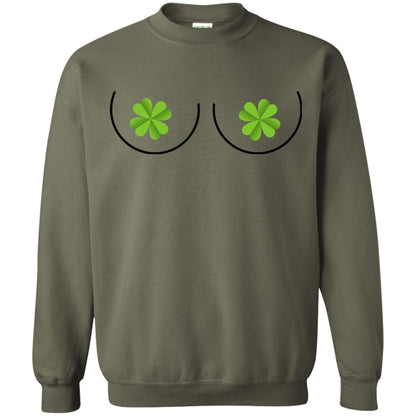Shamrocks Breast Saint Patrick_s Day T-shirt Military Green