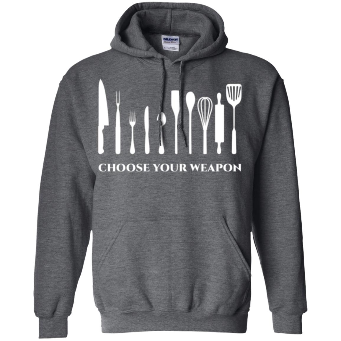 Chef Kitchen Cutlery T-shirt Choose Your Weapon Dark Heather