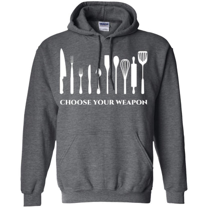 Chef Kitchen Cutlery T-shirt Choose Your Weapon Dark Heather