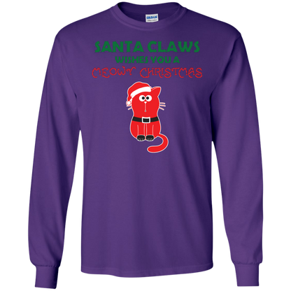 Christmas T-shirt Santa Claws Wishes You A Meowy Christmas Purple