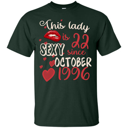 This Lady Is 22 Sexy Since October 1996 22nd Birthday Shirt For October Womens Forest