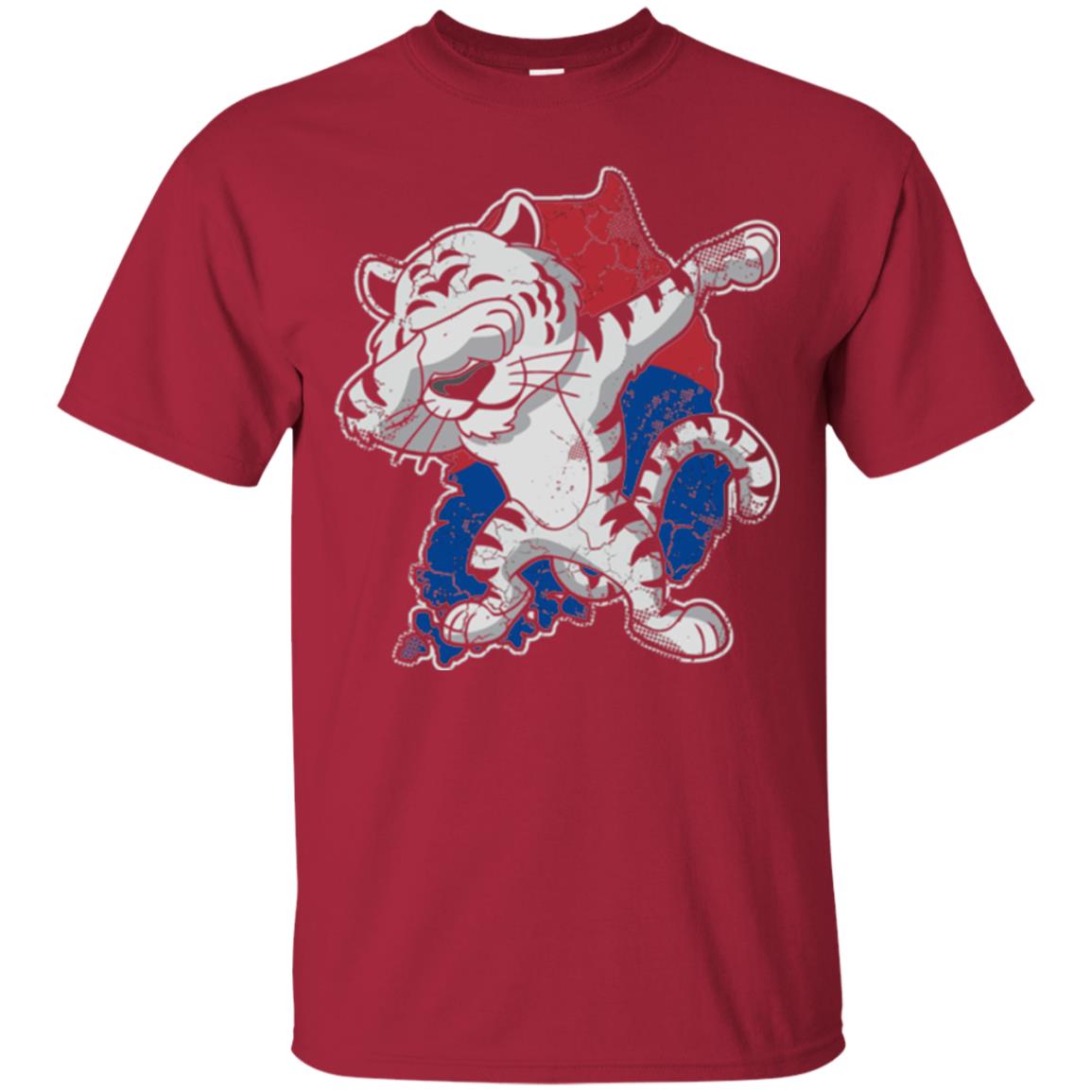 Dabbing White Tiger South Korea Flag T-shirt Cardinal