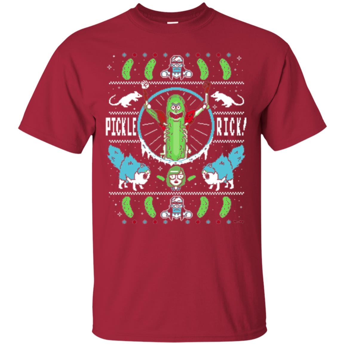 Rick And Morty T-shirt Festive Pickle Rick Cardinal