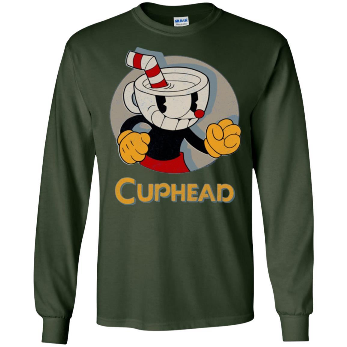 Cuphead Circle Shadow Profile Vintage Graphic T-shirt Forest Green