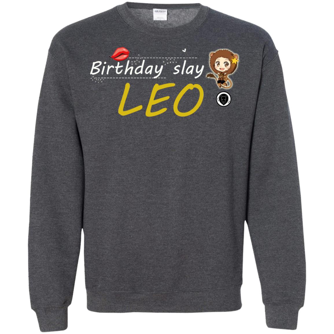 Cute Leo Girl Birthday Lip Slay T-shirt Dark Heather