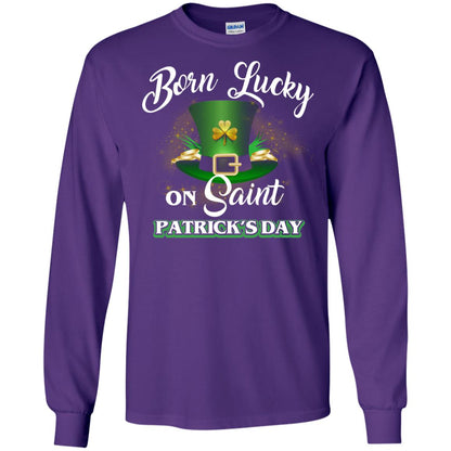 Born Lucky On Saint Patrick's Day T-shirt Purple