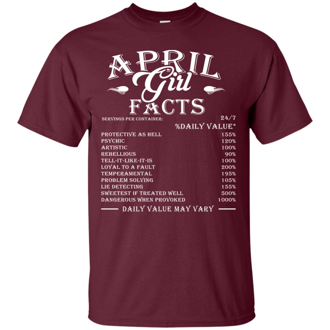 April Girl Facts T-shirt Maroon