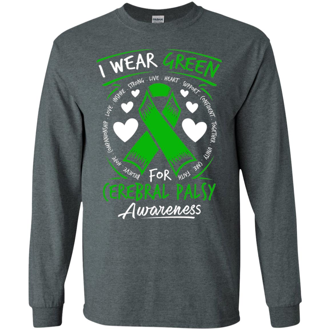 Cerebral Palsy Awareness T-shirt I Wear Green Dark Heather