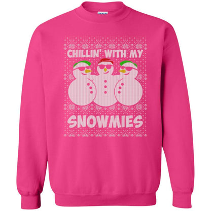 Christmas T-shirt Chillin With My Snowmies Heliconia