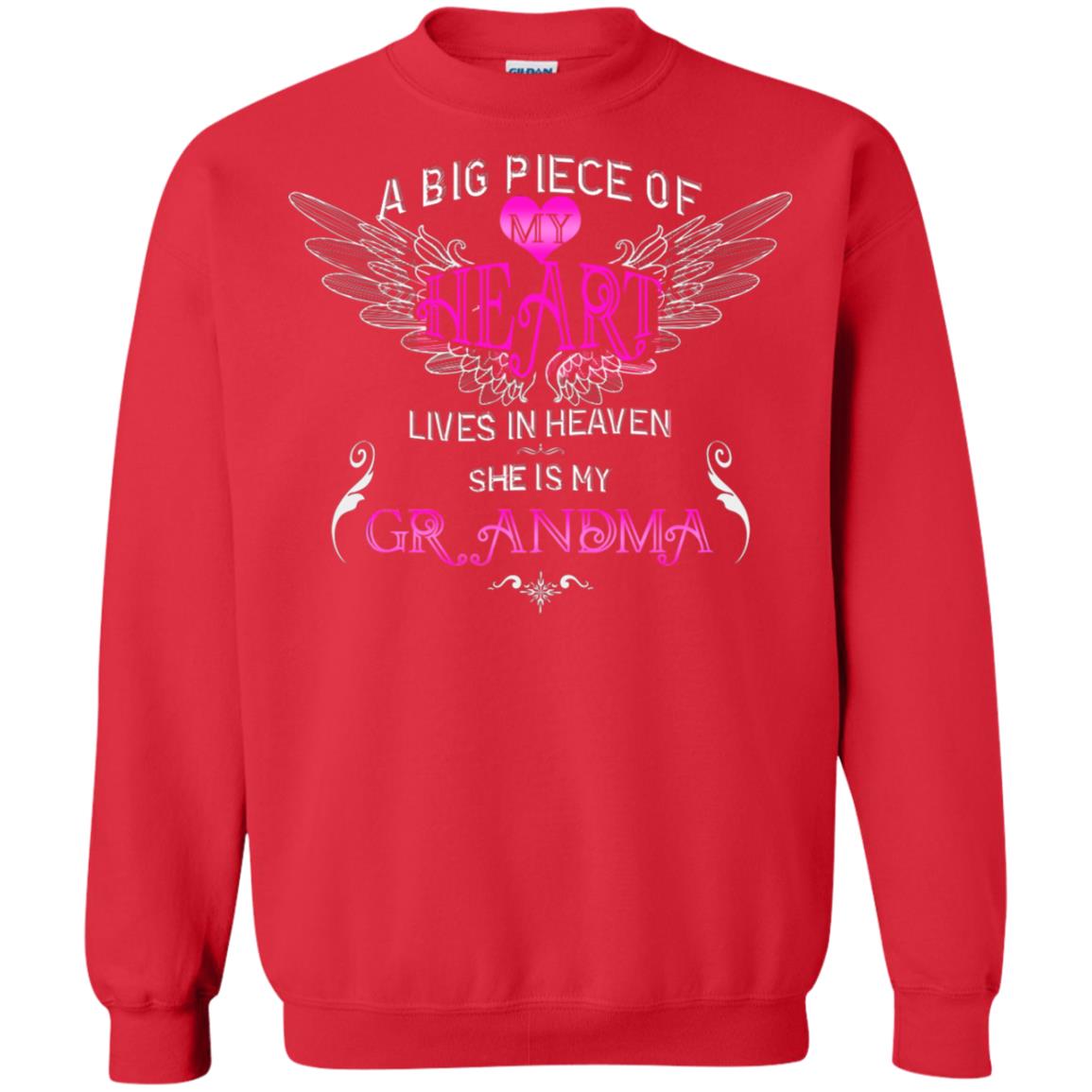 A Big Piece Of My Heart Lives In Heaven She Is My Grandma Grandchildren Gift Shirt Red