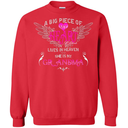 A Big Piece Of My Heart Lives In Heaven She Is My Grandma Grandchildren Gift Shirt Red