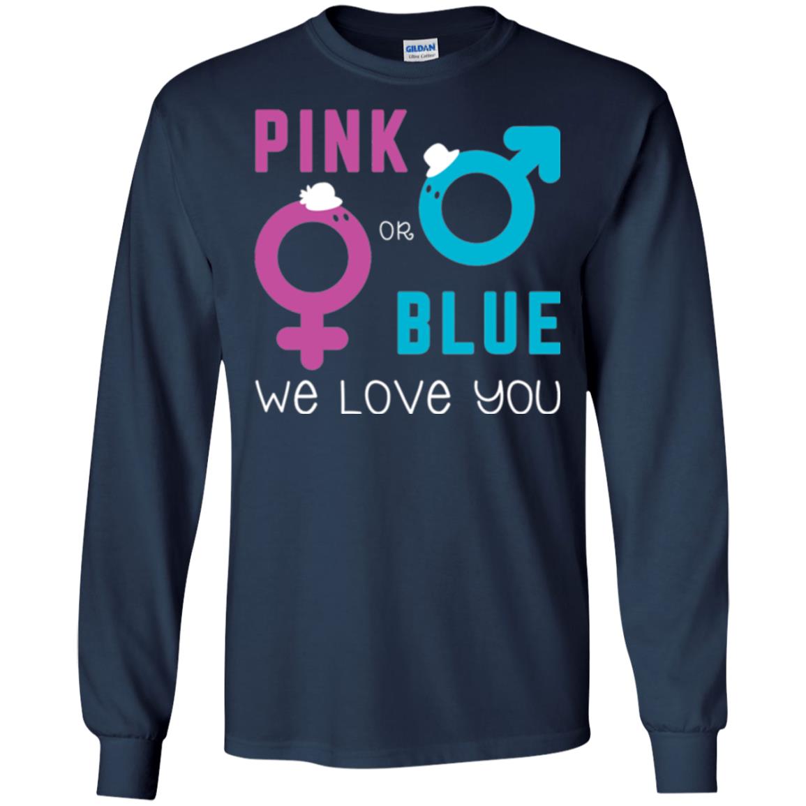 Pink Or Blue We Love You Gender Reveal Party Tshirt Navy