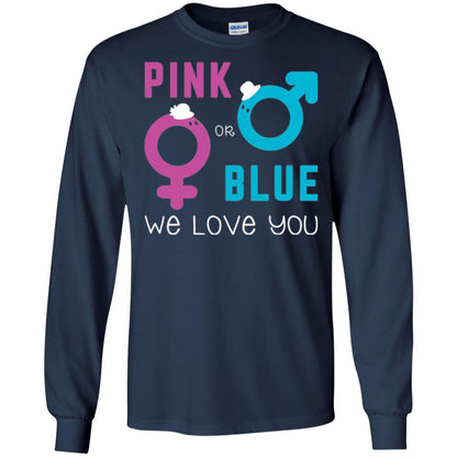 Pink Or Blue We Love You Gender Reveal Party Tshirt Navy