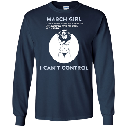 March Girl I Was Born With My Heart T-shirt Navy