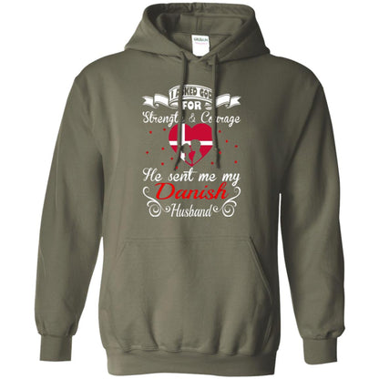 Danish T-shirt I Asked God Strength Courage Military Green