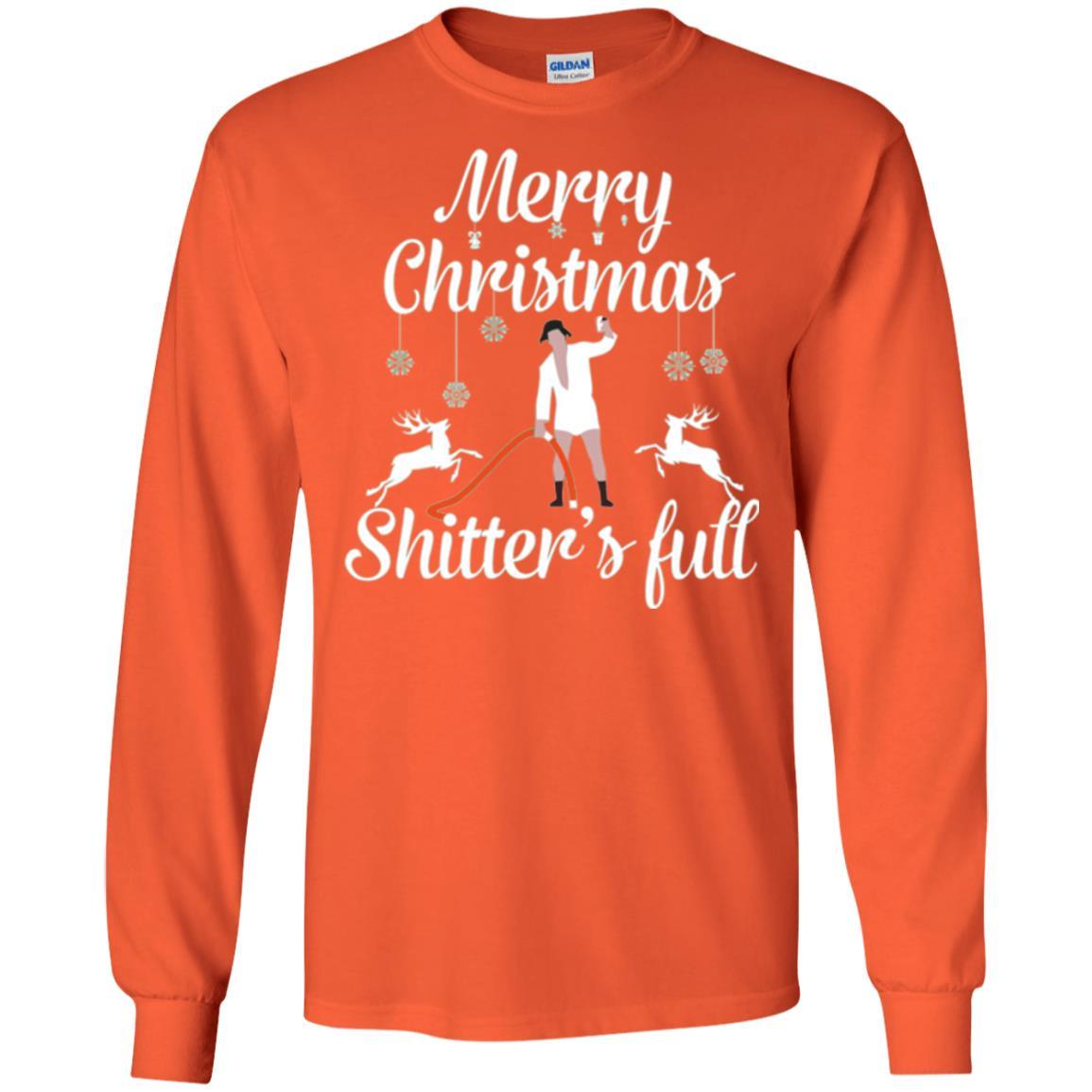 Christmas T-shirt Reindeer Merry Christmas Shitter's Full Orange