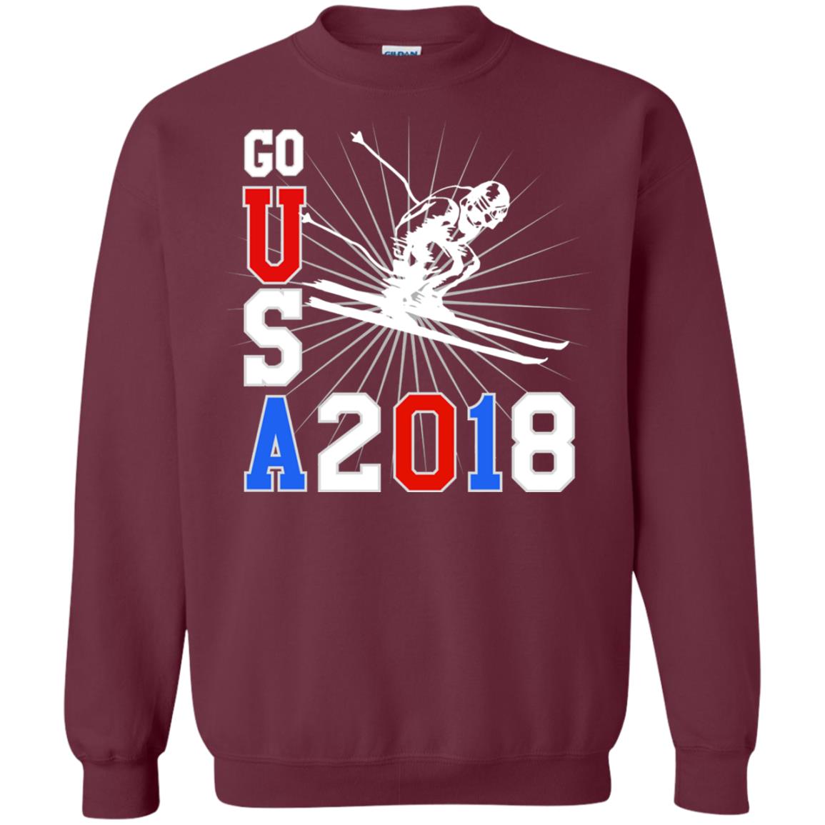 Alpine Skiing T-shirt Go Usa 2108 Cool Maroon