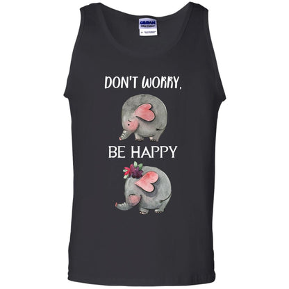 Don't Worry Be Happy Elephant Best Quote Shirt Black
