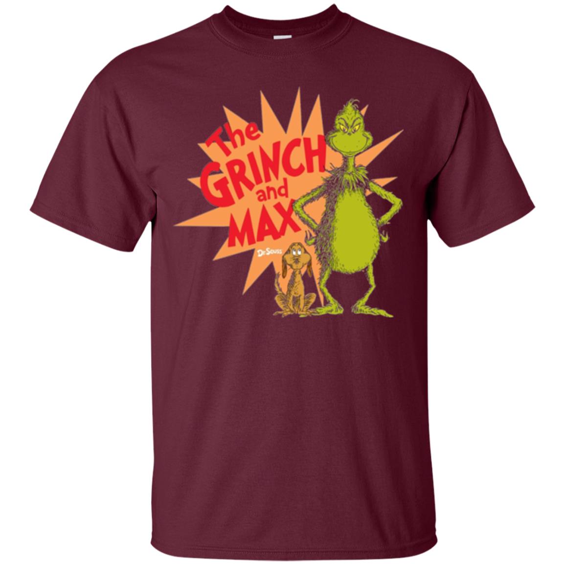 Cartoon T-shirt Dr. Seuss Grinch And Max Burst Maroon