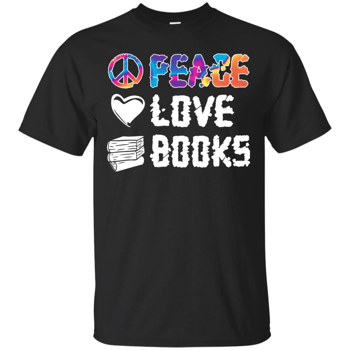 Peace Love Books Bookworm T-shirt Black
