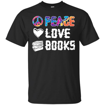Peace Love Books Bookworm T-shirt Black