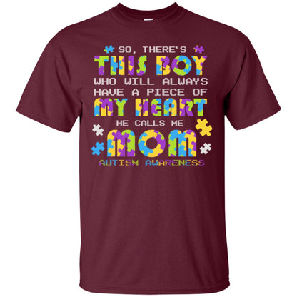 He Calls Me Mom Autism Awareness Gift Shirt For Mom Maroon