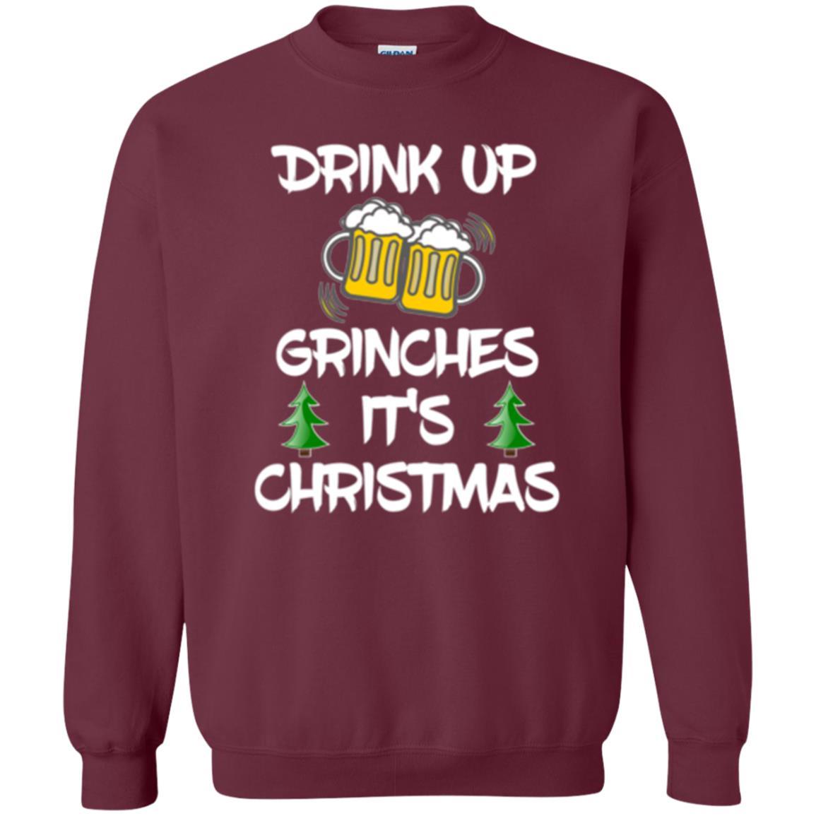 Beer Lover T-shirt Drink Up Beer Grinches It's Christmas Maroon