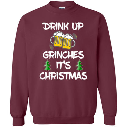 Beer Lover T-shirt Drink Up Beer Grinches It's Christmas Maroon