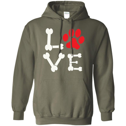 Dog Lover T-shirt Love My Dog Red Pawprint Military Green