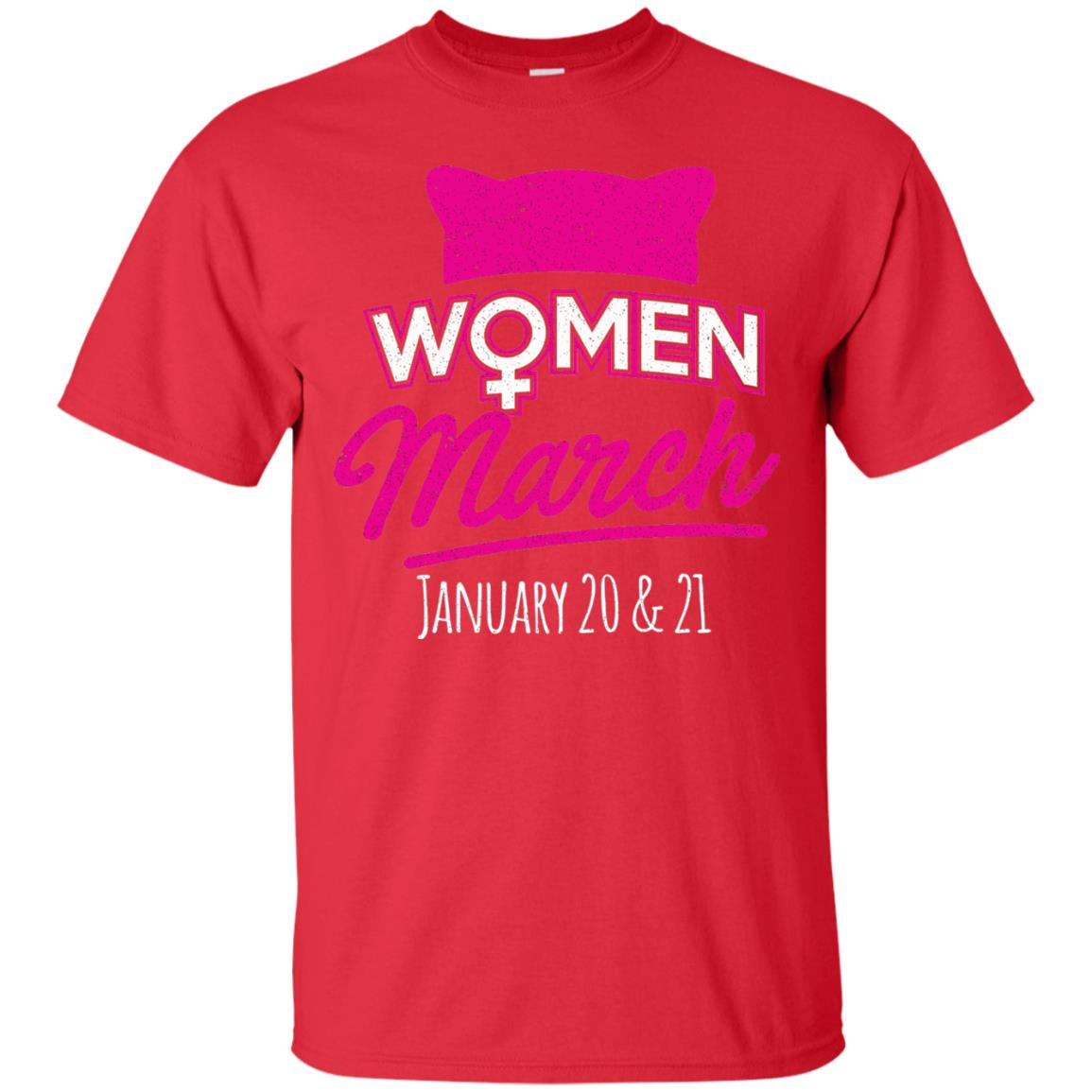 Women's Right T-shirt Women March January 2018 Pussycat Ears Hat Red