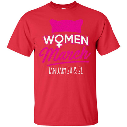 Women's Right T-shirt Women March January 2018 Pussycat Ears Hat Red