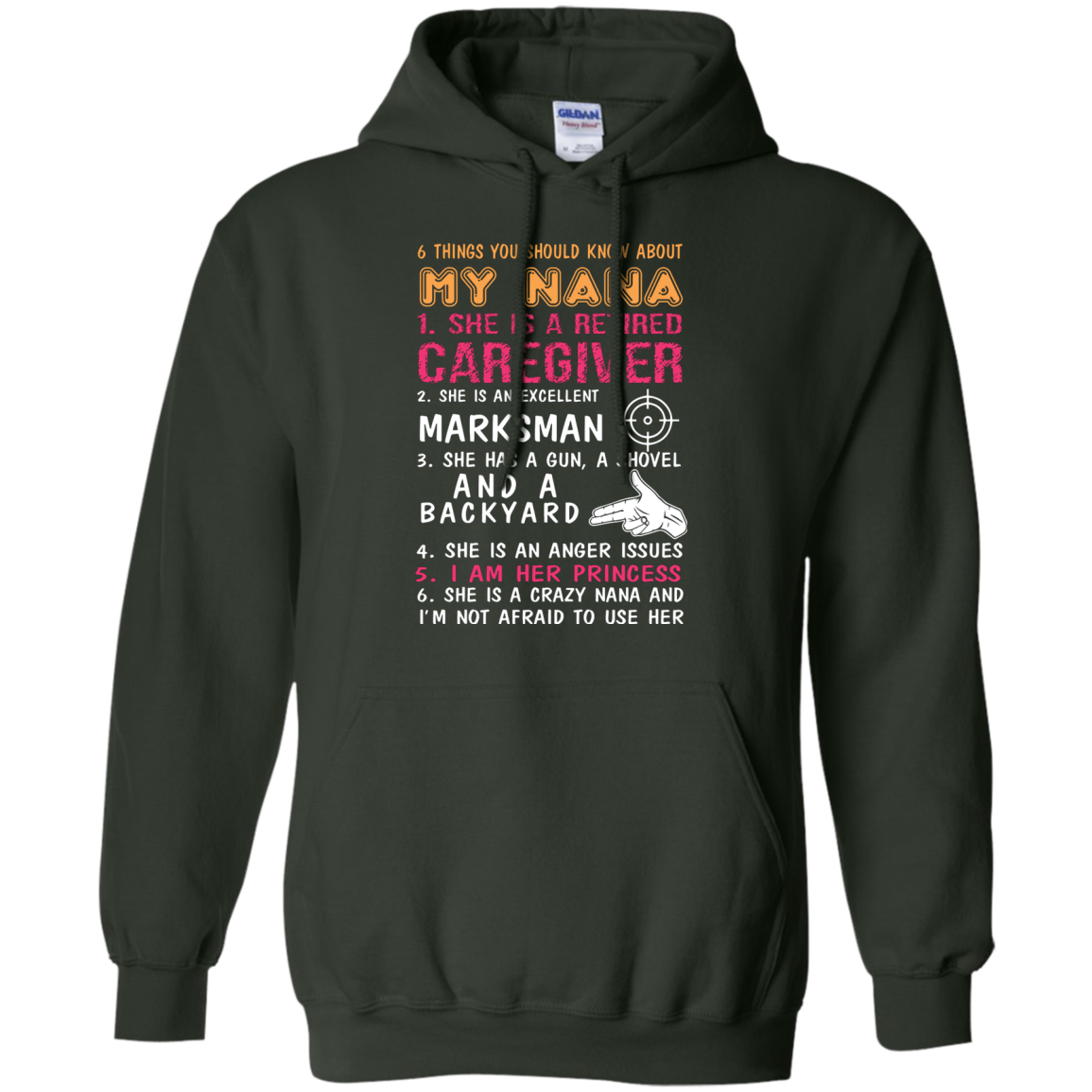 Family T-Shirt 6 Things You Should Know About My Nana Forest Green