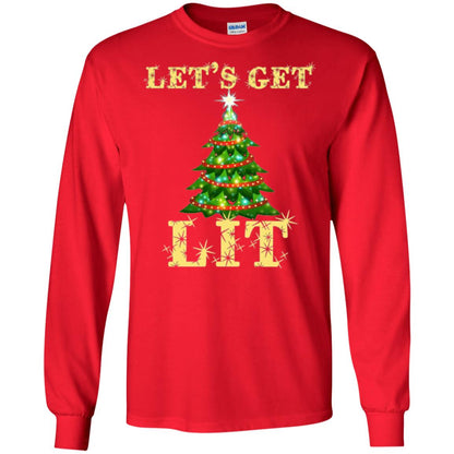Christmas T-shirt Let_s Get Lit Red