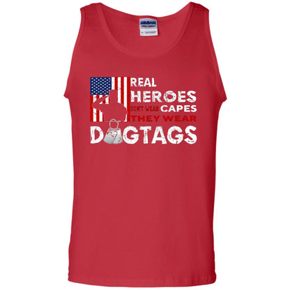 Real Heroes Don_t Wear Capes They Wear Dogtags Military T-shirt Red